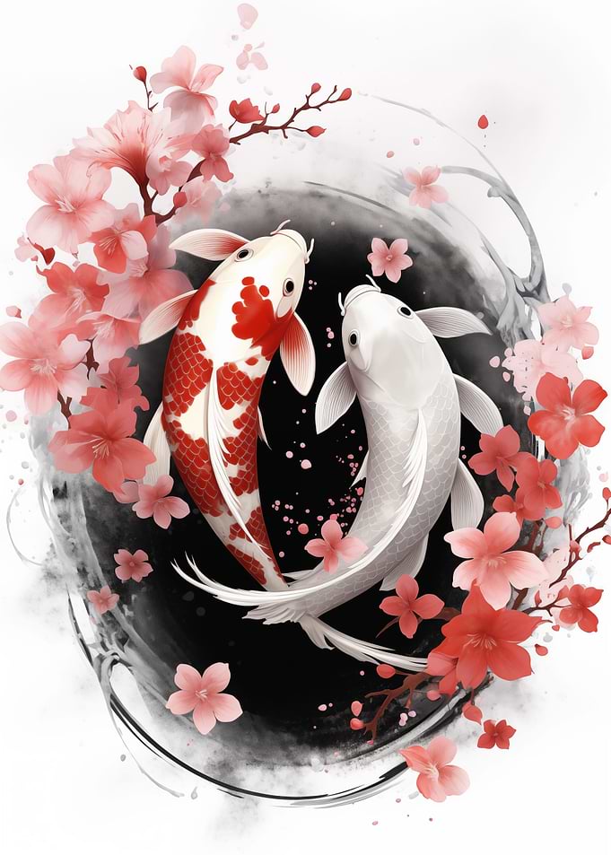 Koi Fish Yin Yang RubyArt