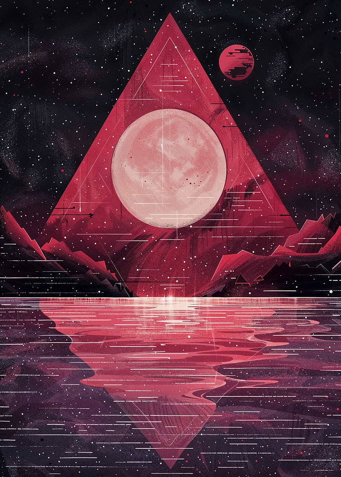 Crimson Moon Reflection