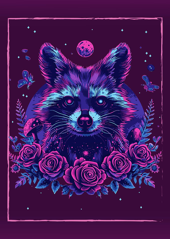 Cottagecore Trippy Raccoon
