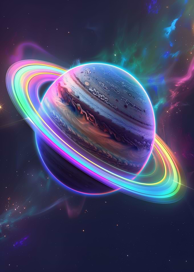 Saturn in Rainbow Color