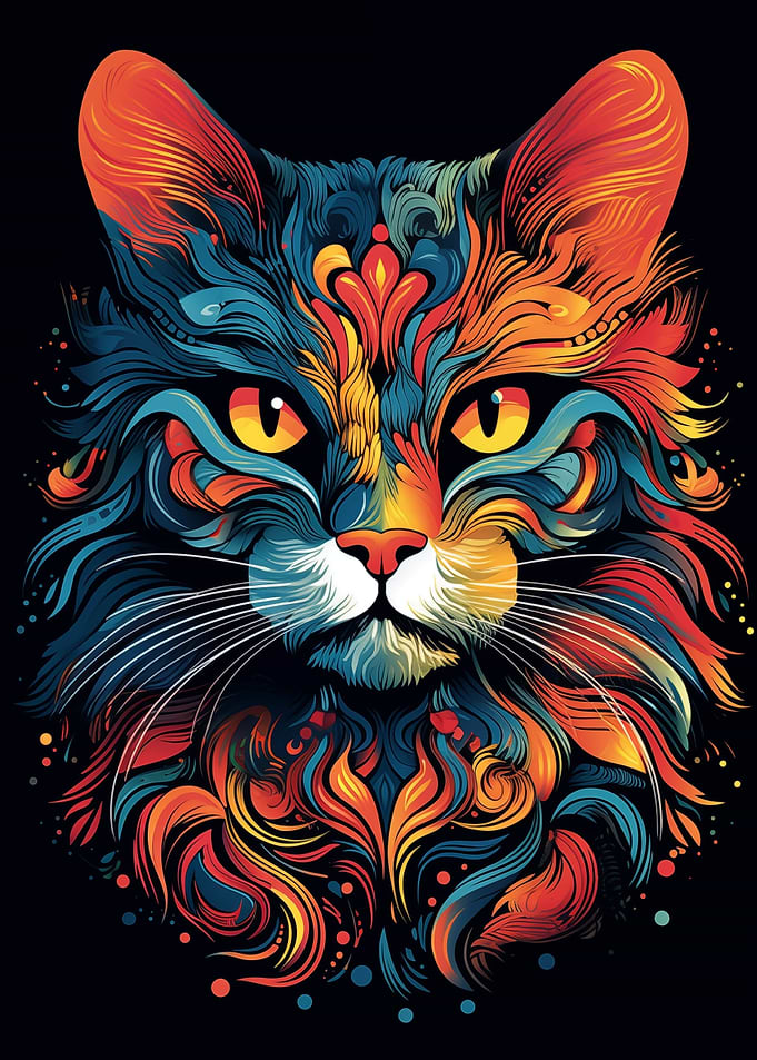 Colorful Cat Face Abstract
