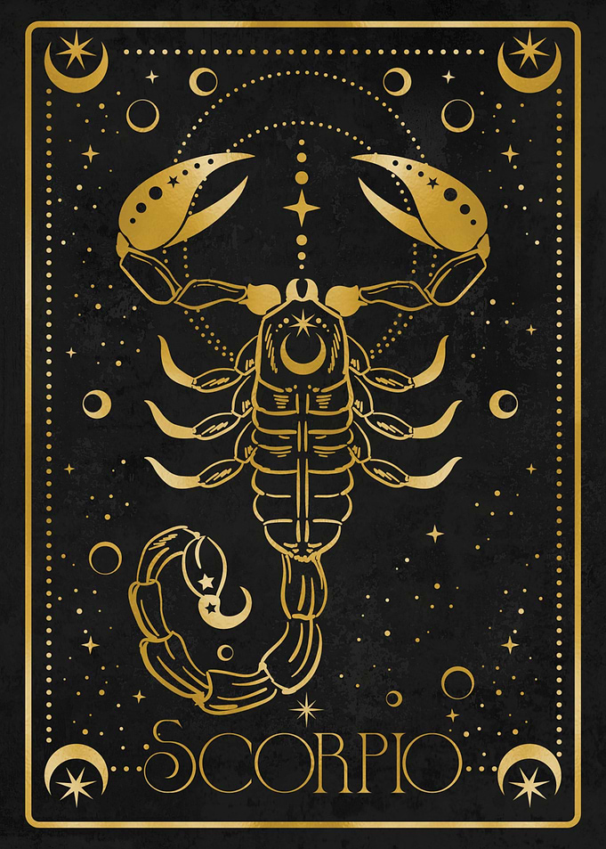 golden scorpio zodiac card