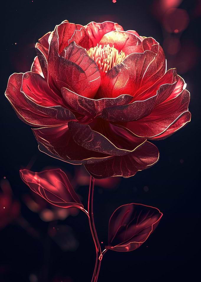 Cosmic Red Peony Flower