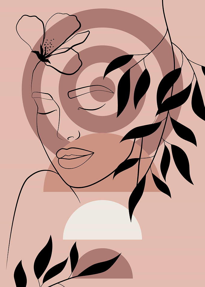 Female face line drawing