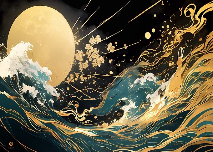 Abstract Golden Moon