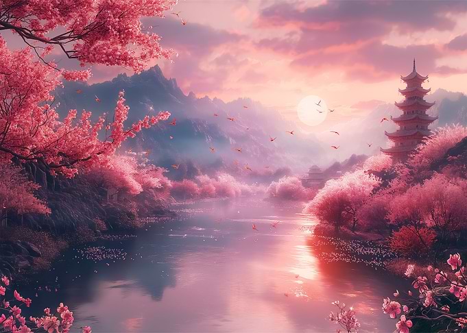 Cherry Blossom Lake