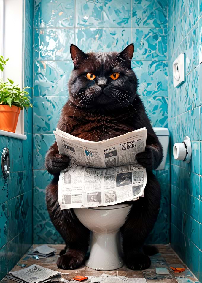 black Cat in Toilet