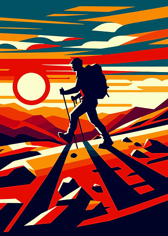 Hiking sunset Colorful