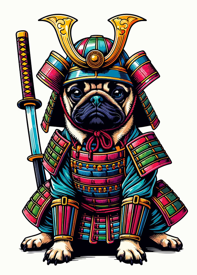 pug samurai funny