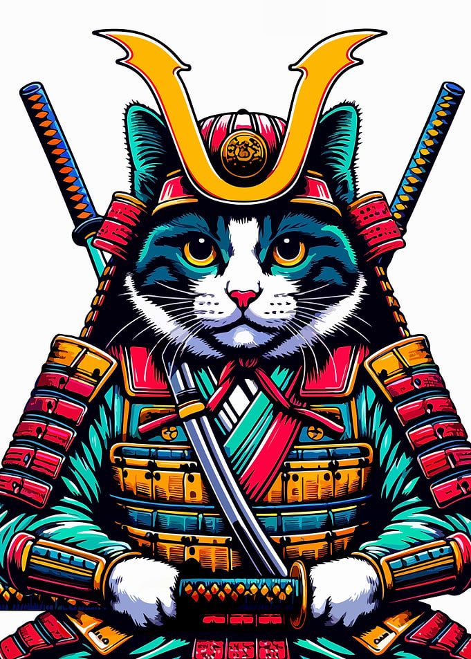 cat samurai funny