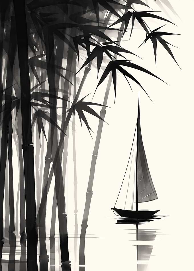 Bamboo Boat Peaceful Water