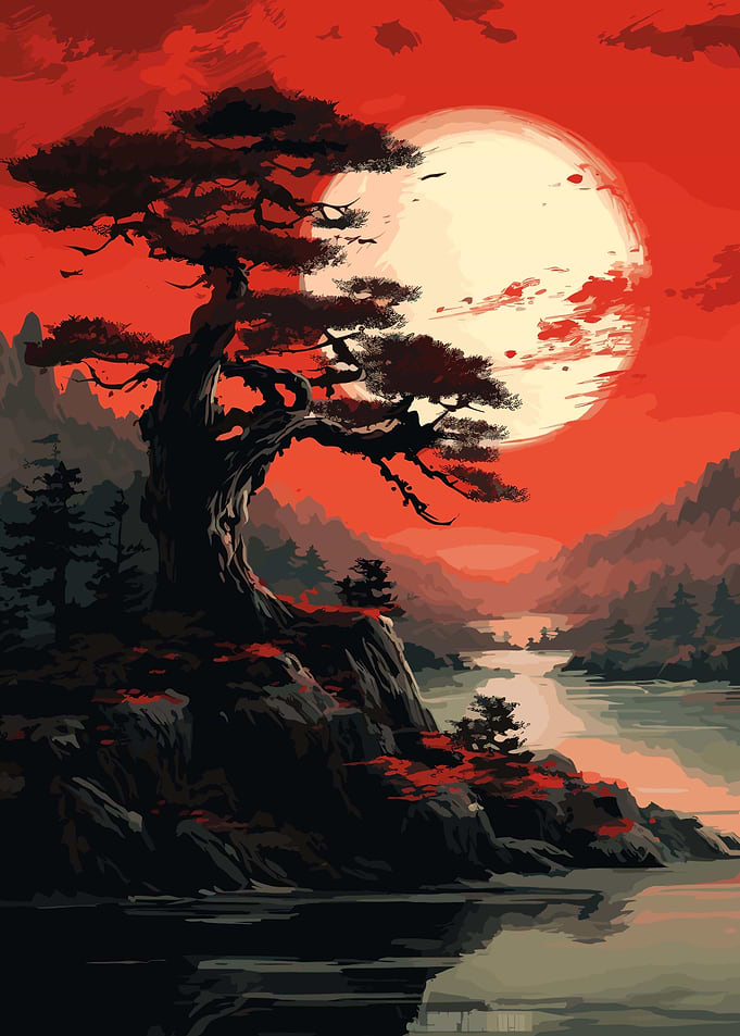 Red Moon Tree Dark