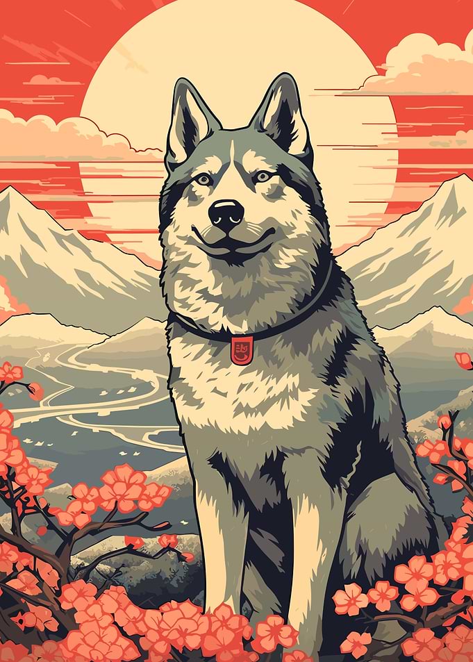 Dog Japanese Landscape