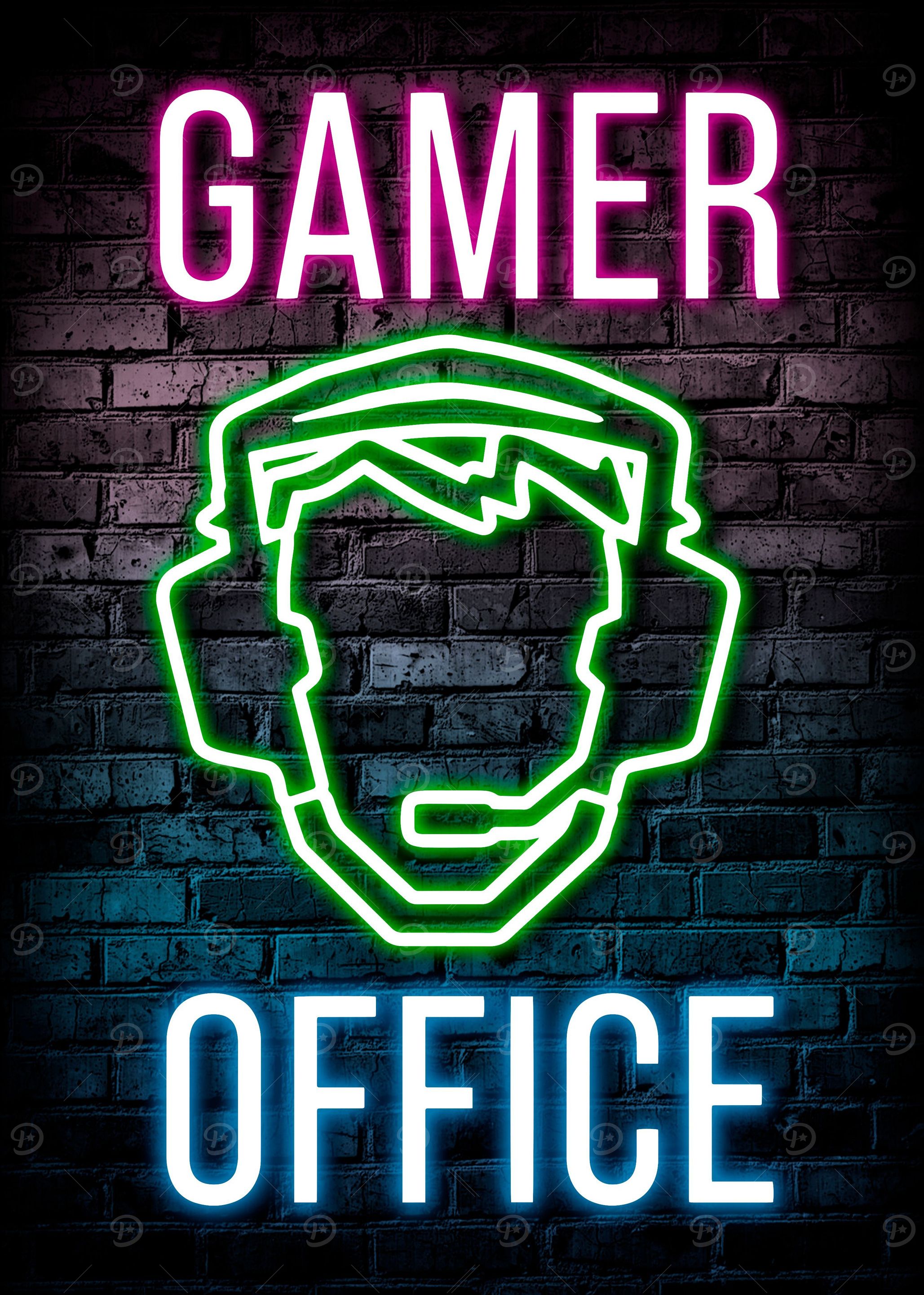 Gamer Office Neon Poster