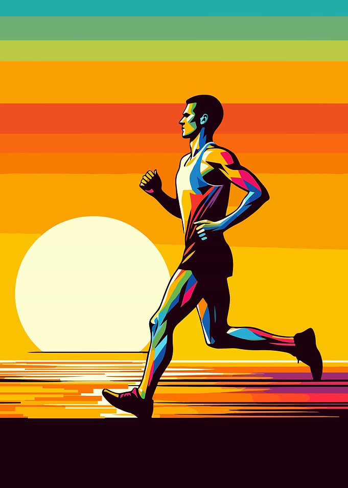 Marathon runner sunset