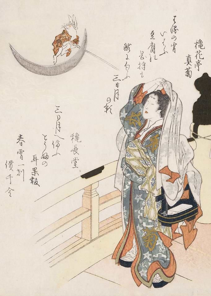 Woman watching a rabbit