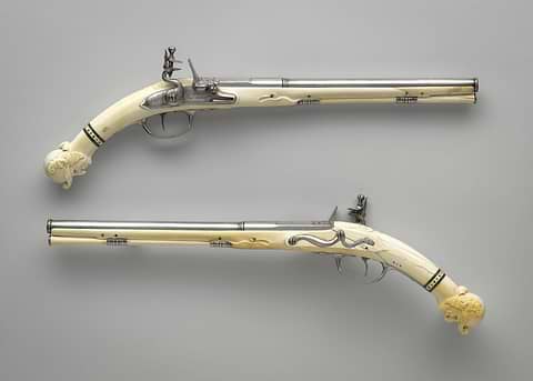 Elegant Flintlock Pistols — man cave metal poster