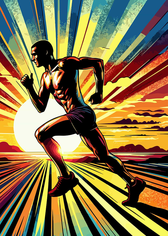 Marathon runner sunset