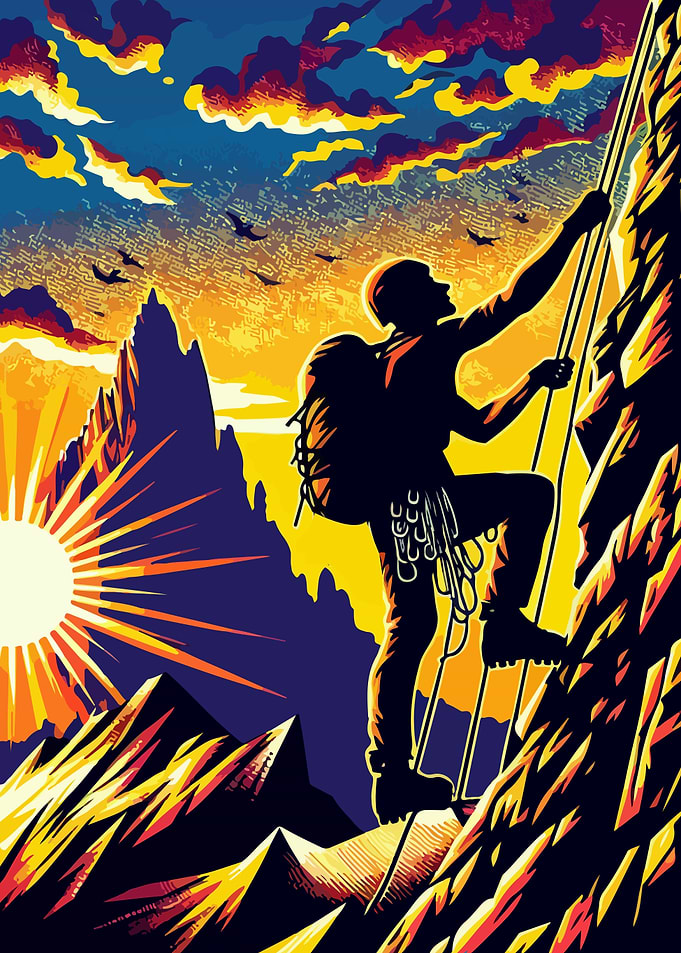 Rock climbing wpap pop art