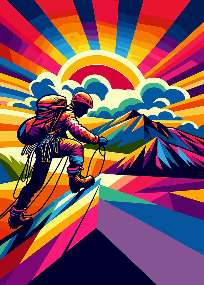 Rock climbing sunset wpap