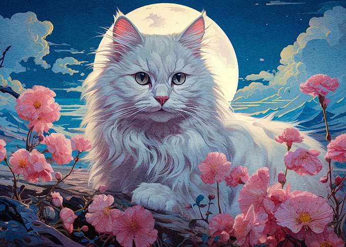 cat and flower moon