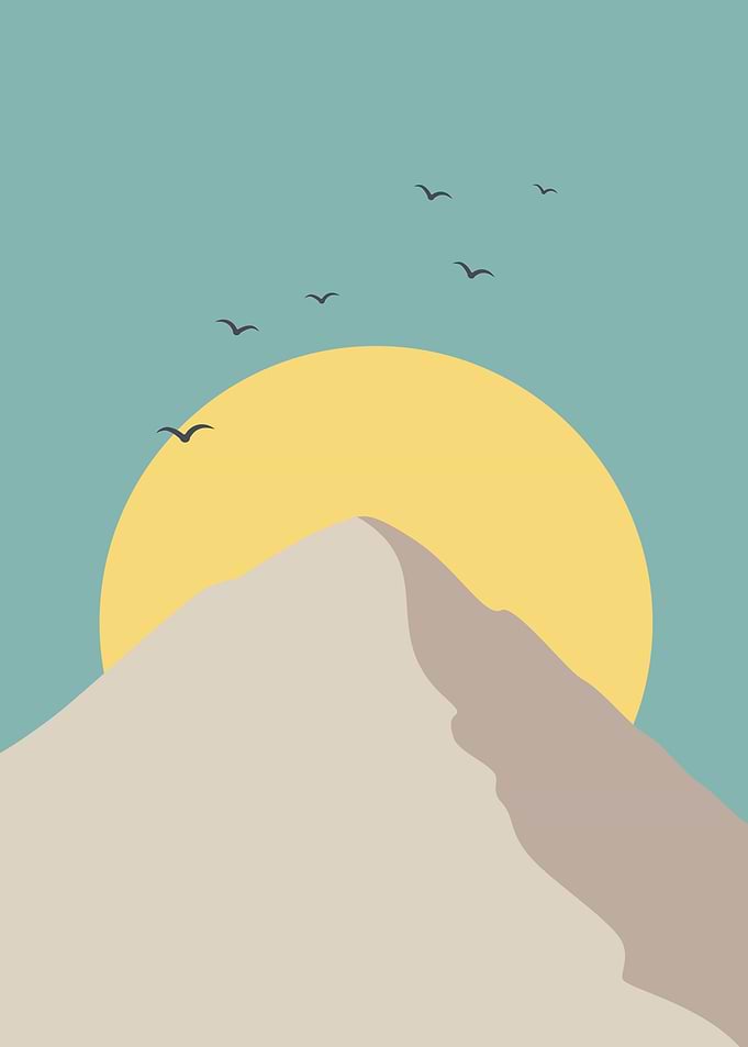 Mountain Peak with Sun