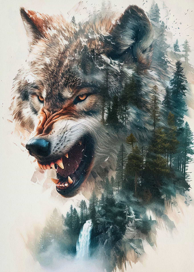 wolf double exposure