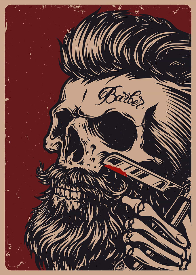 Barbershop Skull Tattoo