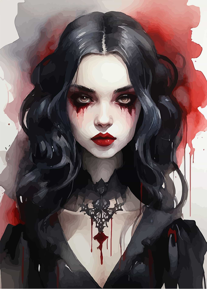 Vampire Girl Watercolor