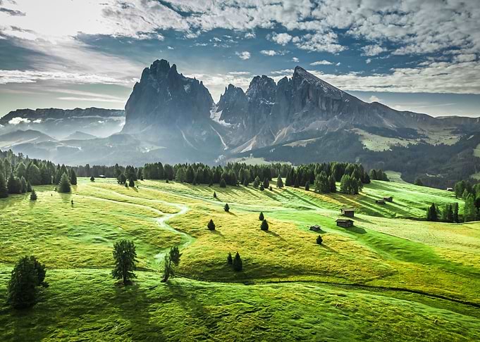 Alpe di Siusi at sunrise
