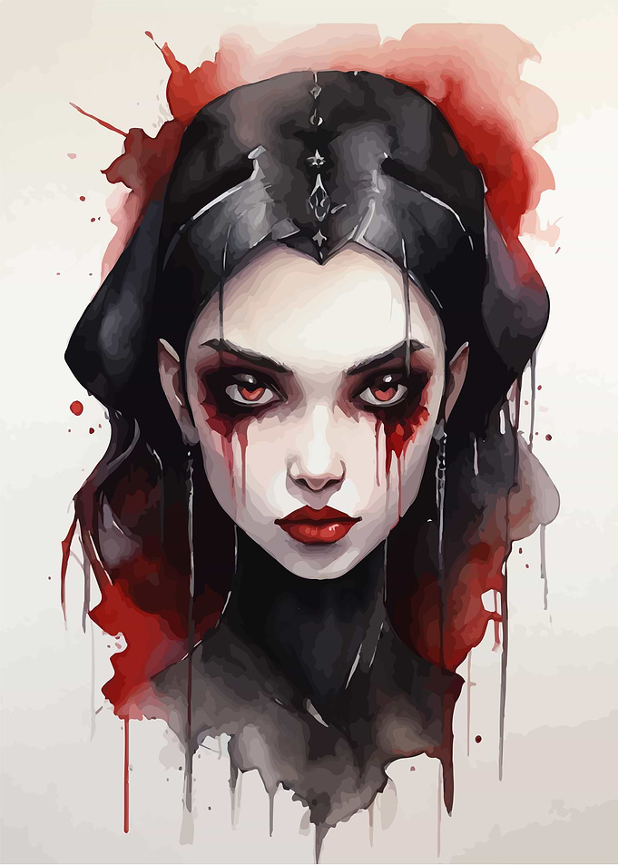 Gothic Vampire Watercolor