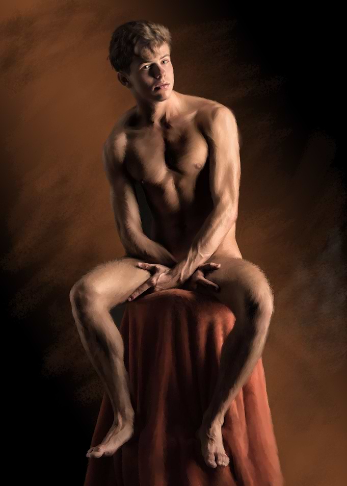 N0027 Naked man sitting