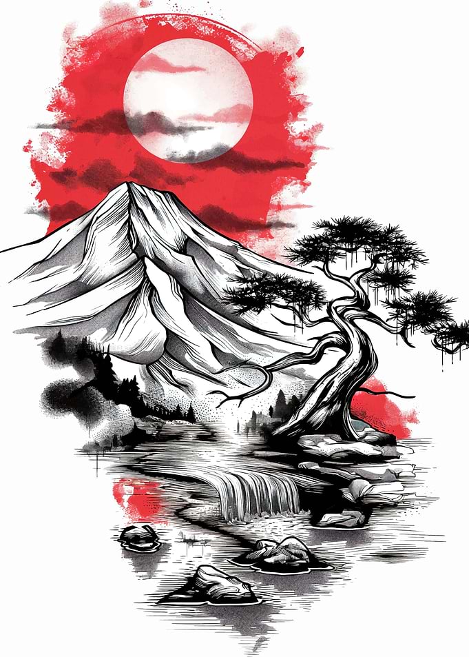 Japanese Black Red Nature