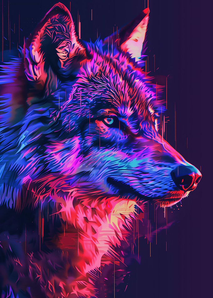 Neon Glitch wolf