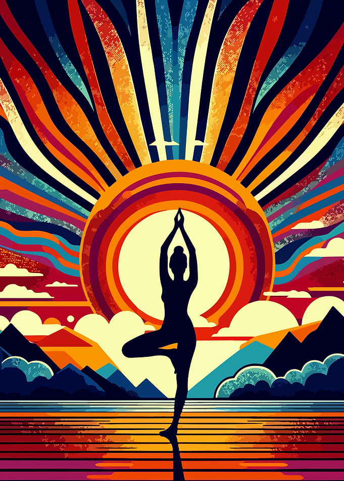 Yoga sunset pop art