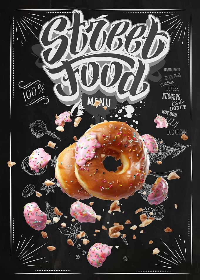 Street Food Donuts Flying