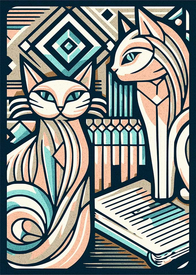 Cute Cats Geometric Pastel