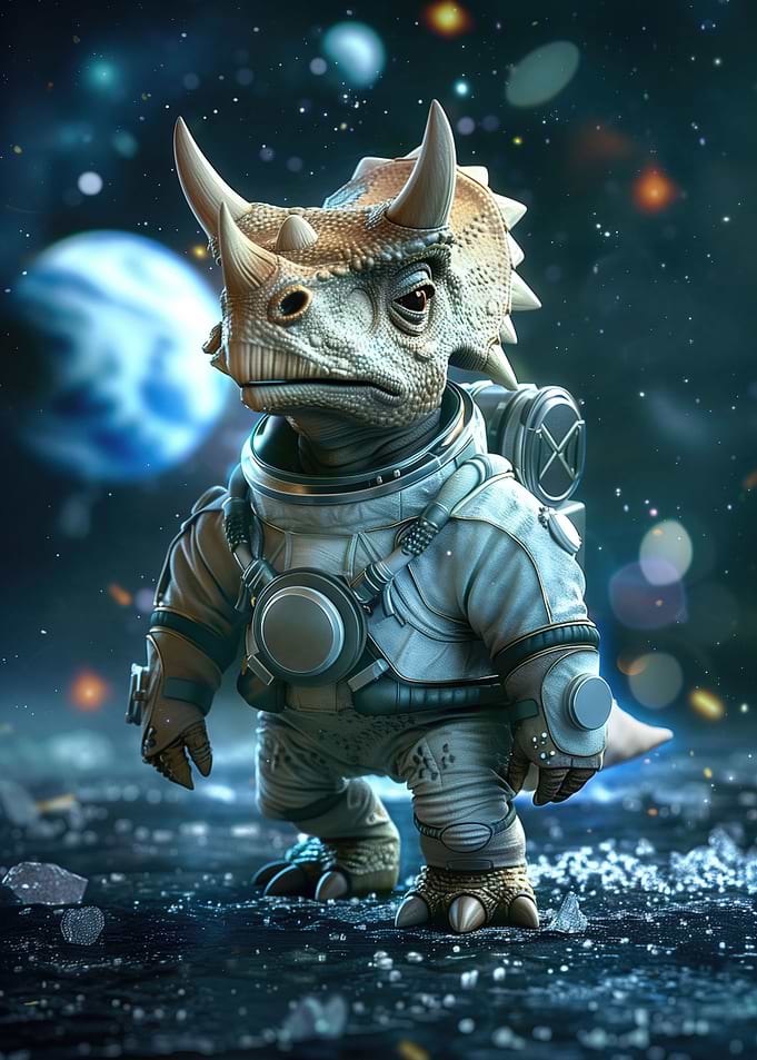 Cute Dino Space Explorer