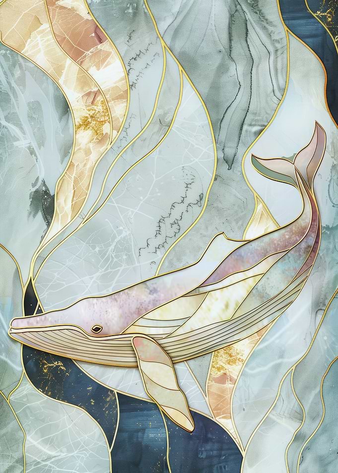 White Whale Gold Decor
