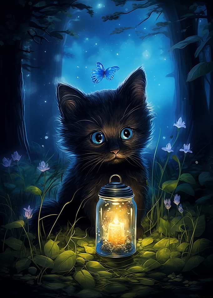 Cat with butterfly