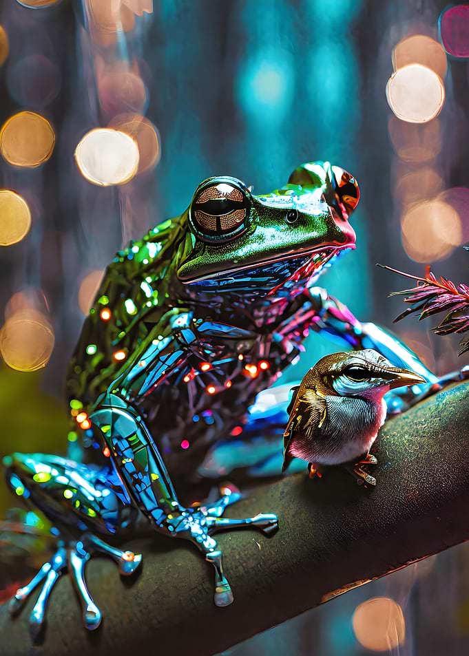 Metallic Frog and Bird