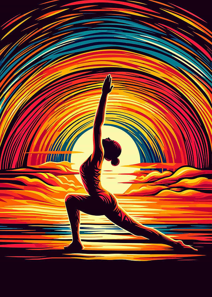 Yoga pop art sunset