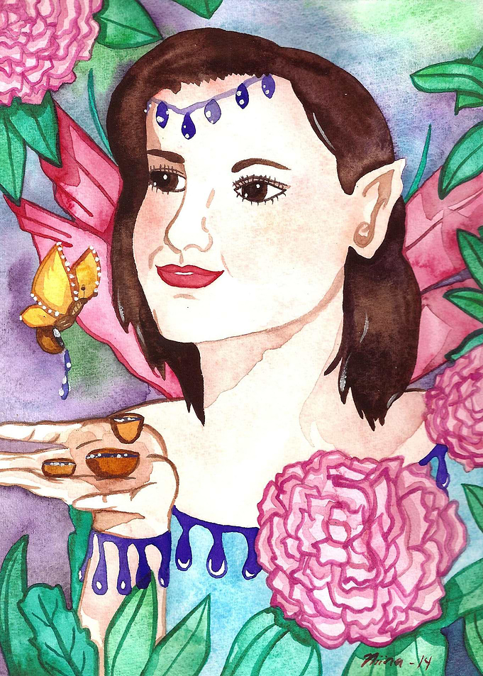 Fairy and Peonies