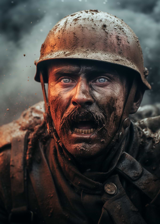 Scared World War I Soldier
