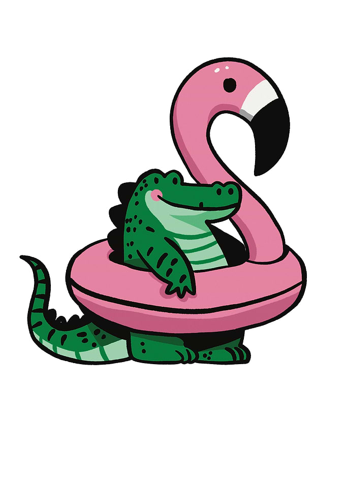 crocodile with pool float