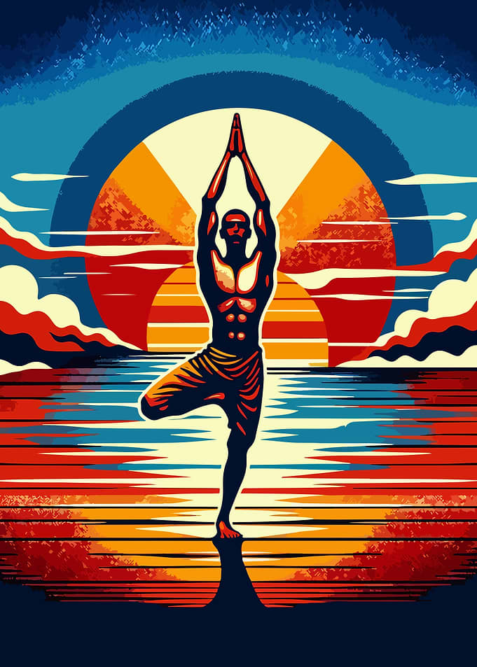 Yoga sunset pop art