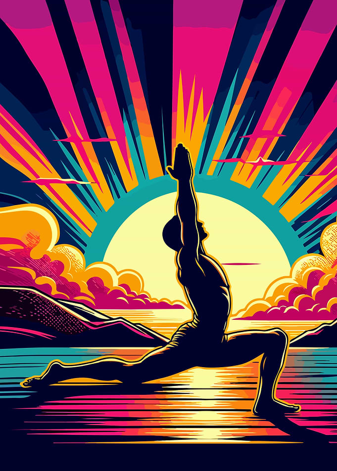 Yoga sunset pop art