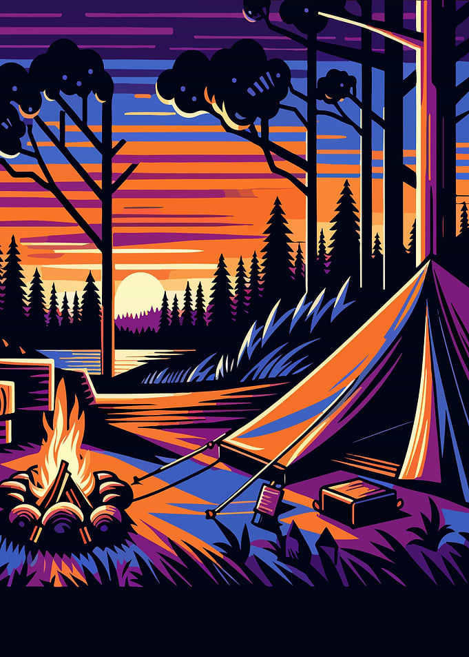 Camping sunset wpap popart