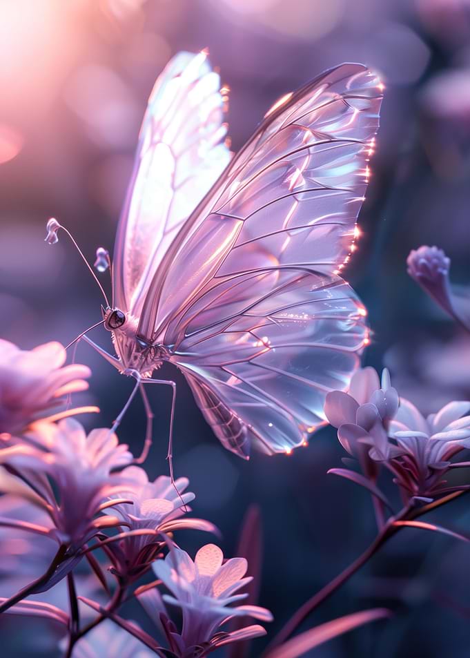 glass butterfly in pink