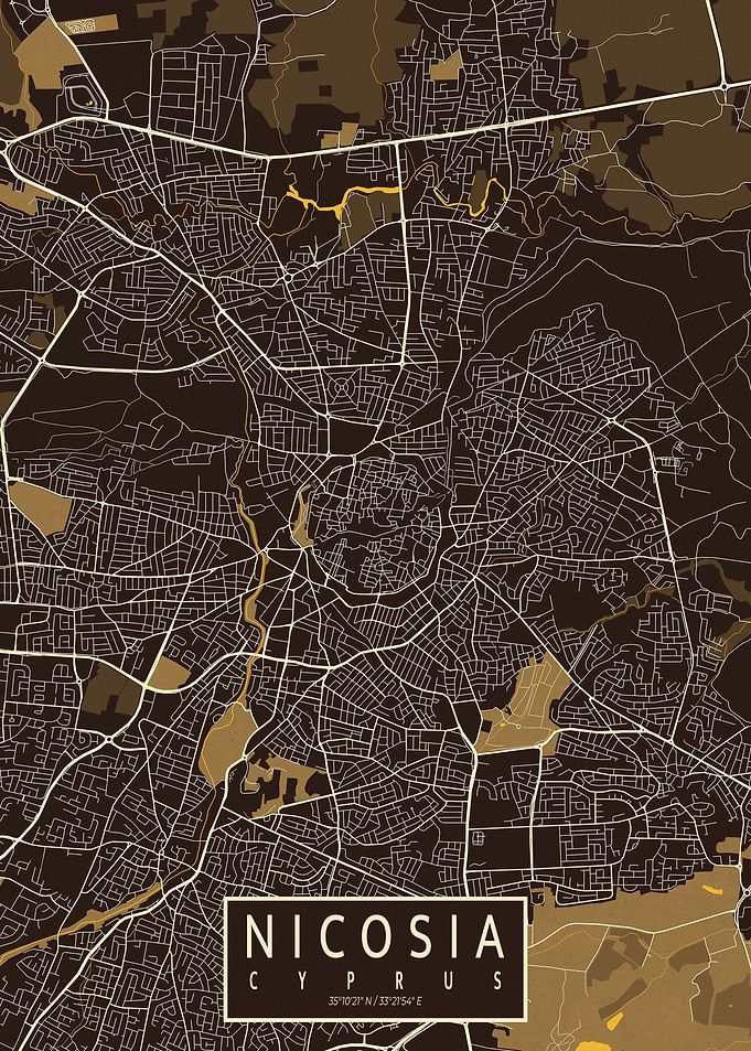 Nicosia City Map Pastel